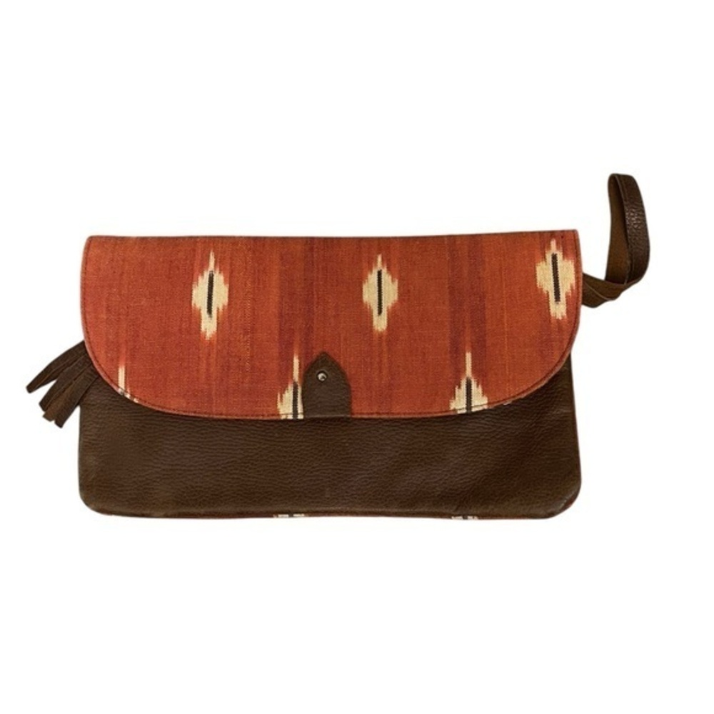 The Village Experience Opportunity Collection Leather & Ikat Fabric Clutch Bag